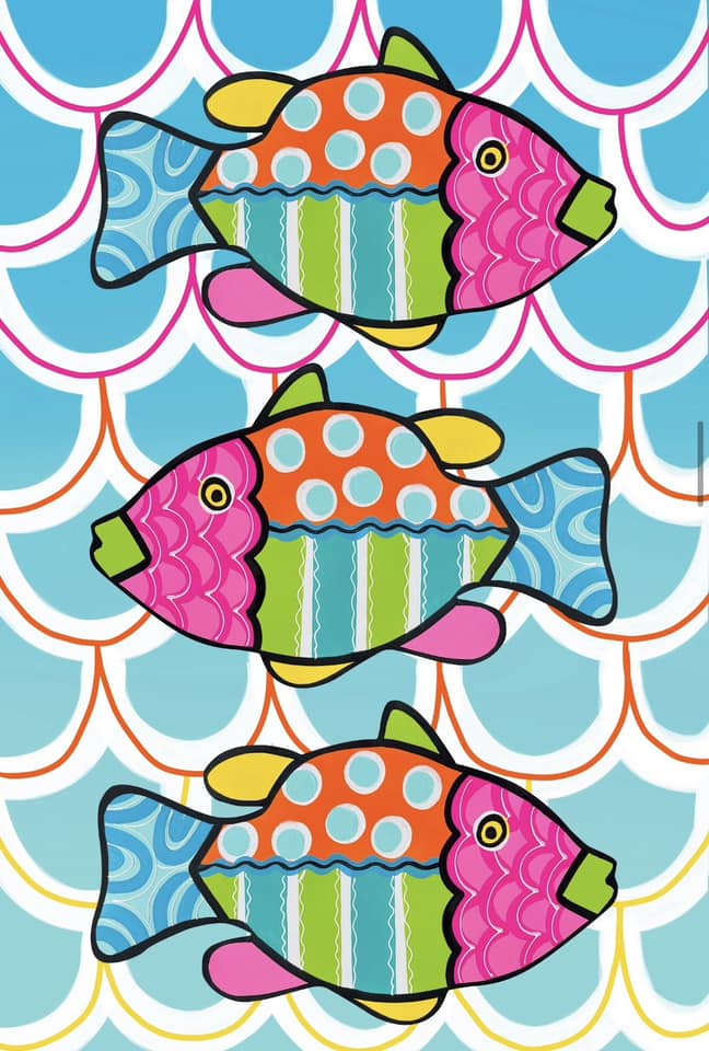 3 bright fish - Garden Flag