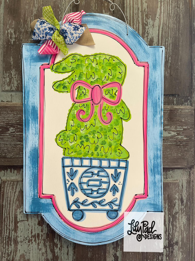 Bunny topiary - Door Hanger