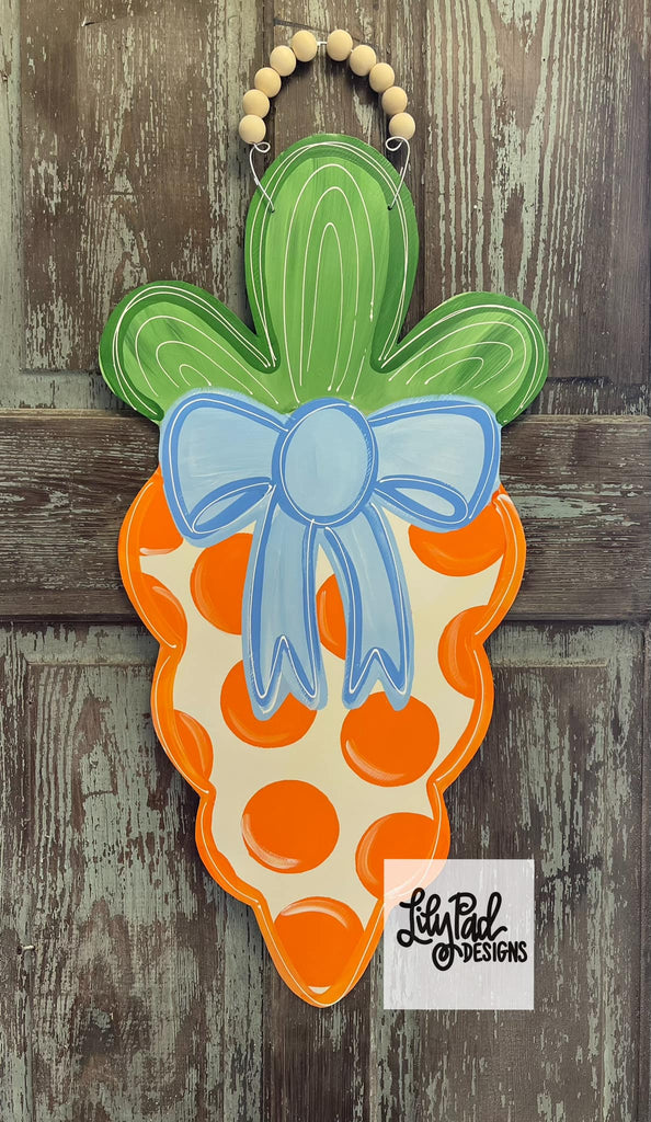 Carrot with blue bow - Door Hanger