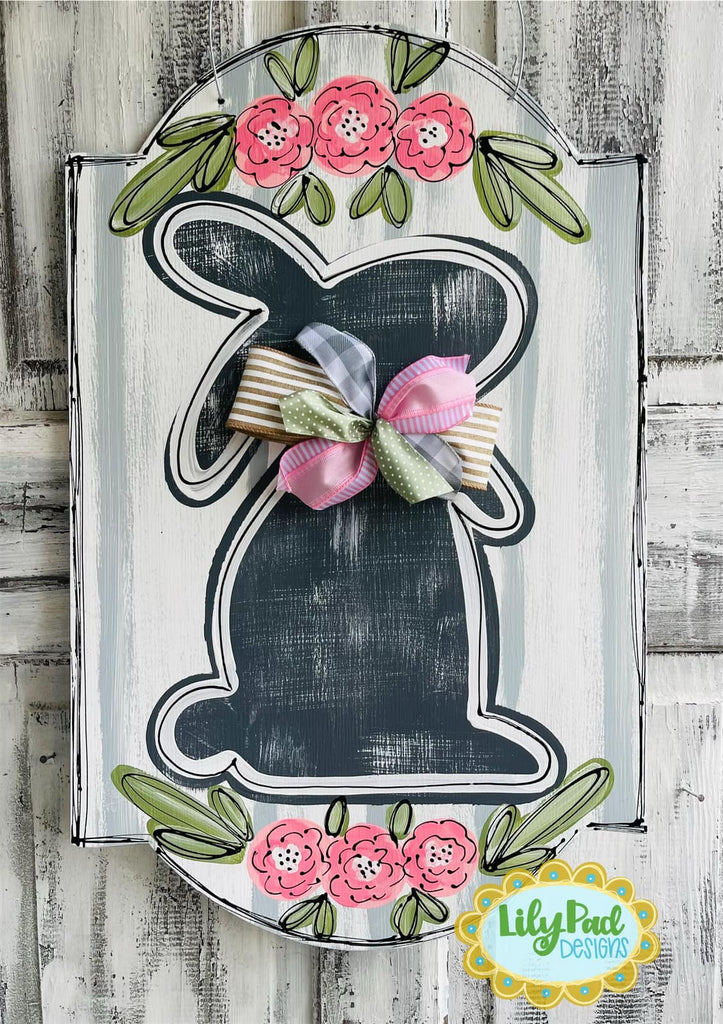 Gray bunny silhouette - Door Hanger