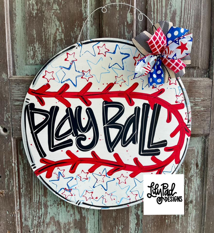 Baseball with stars - Door Hanger