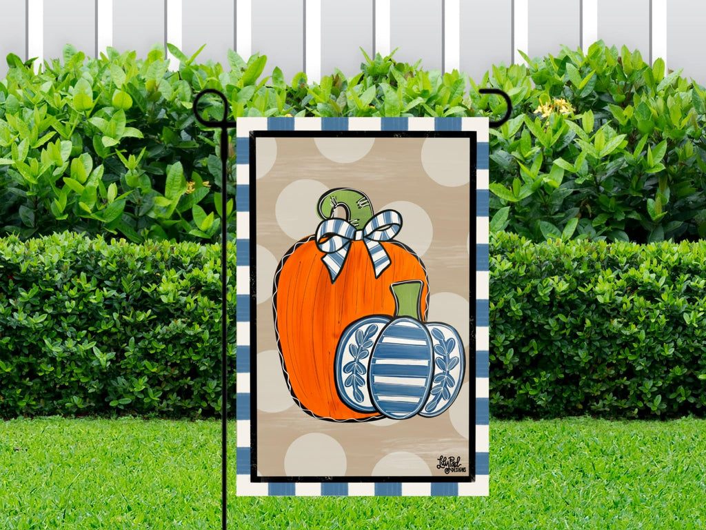 Blue/white and orange double pumpkin - Garden Flag