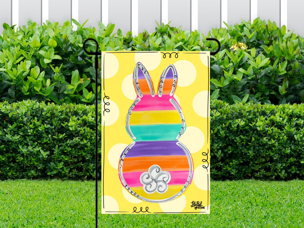 Bright striped peep bunny - Garden Flag