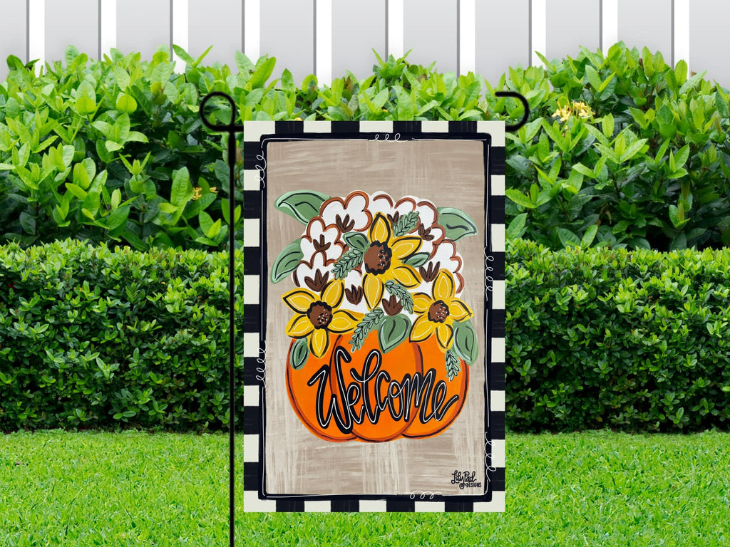 Cotton/sunflower pumpkin bouquet - Garden Flag