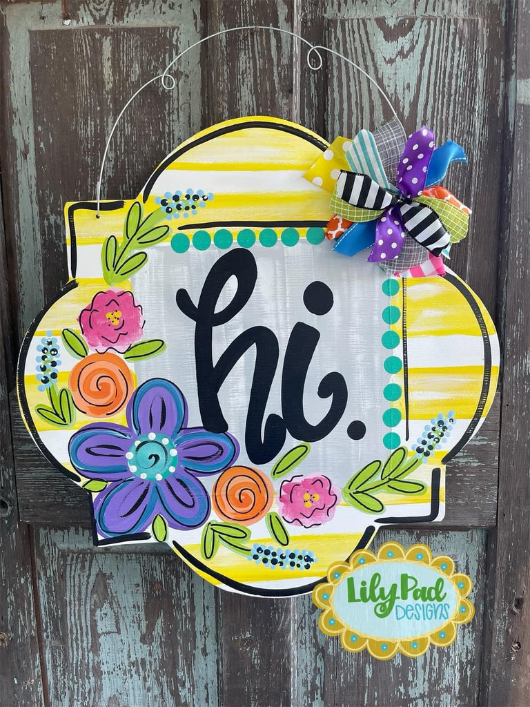 Floral “hi” - Door Hanger