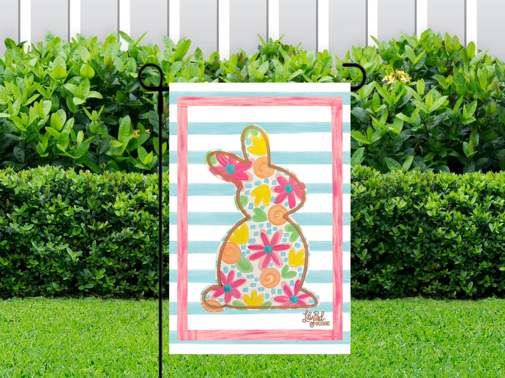 Floral bunny silhouette - Garden Flag