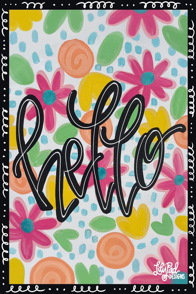 Floral hello - Garden Flag