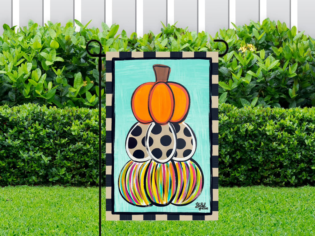 Fun stacked pumpkins - Garden Flag