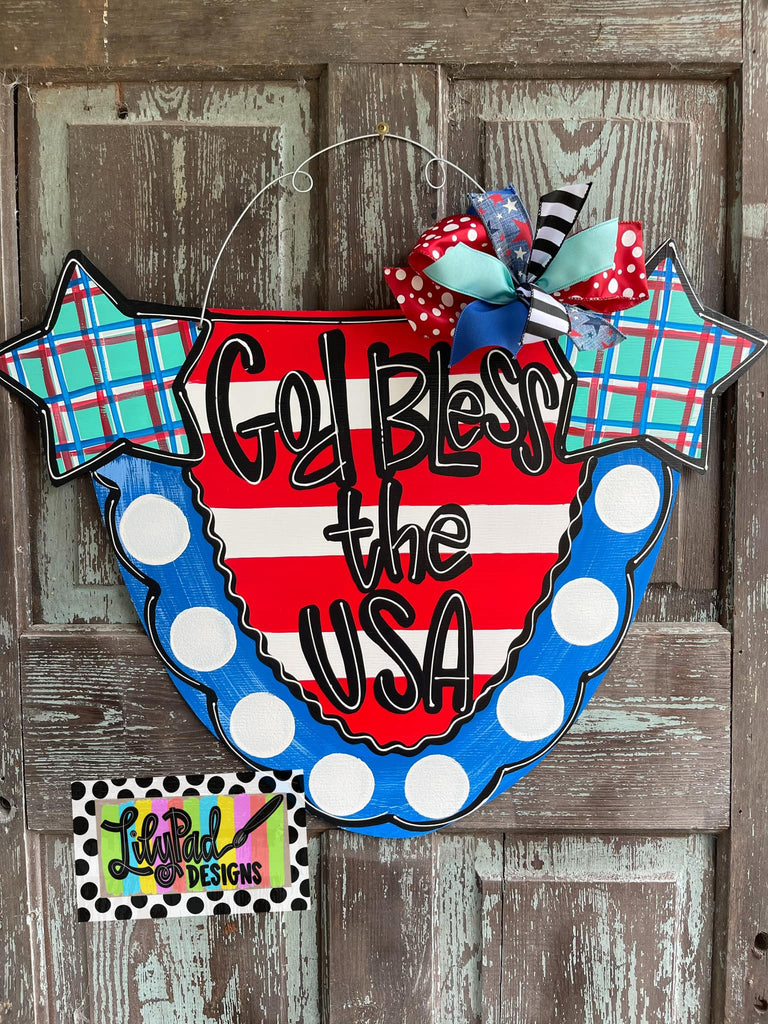 God Bless the USA banner - Door Hanger