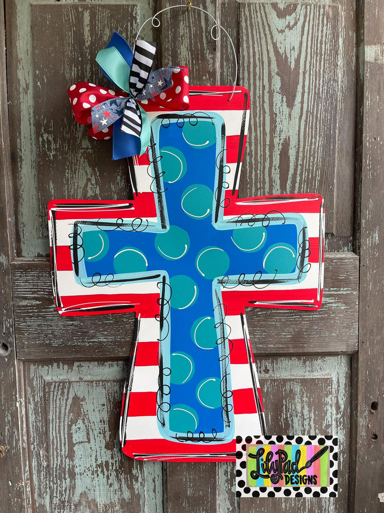 Patriotic cross - Door Hanger