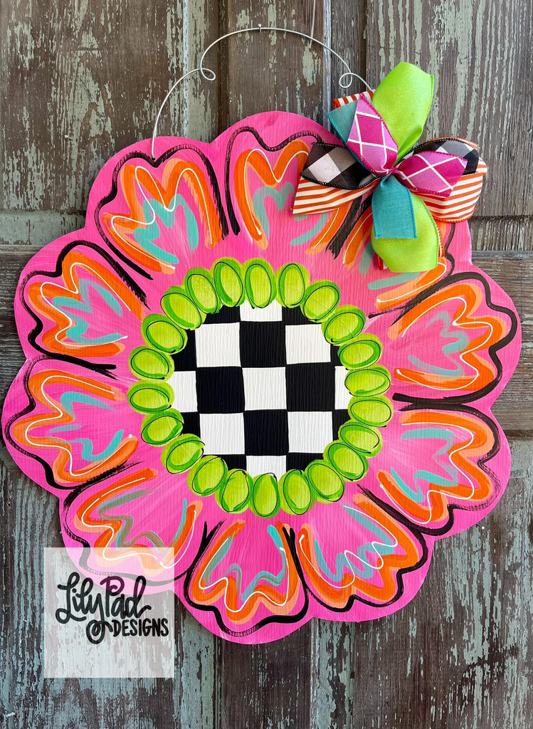 Pink fun flower - Door Hanger