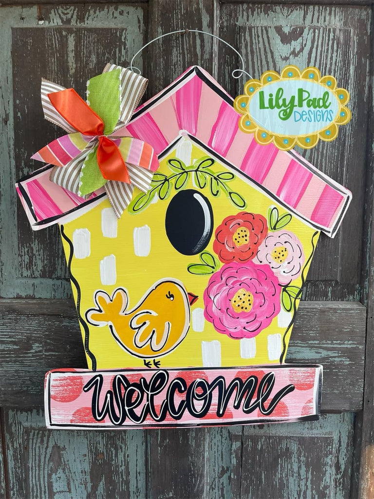 Pink lemonade birdhouse - Door Hanger