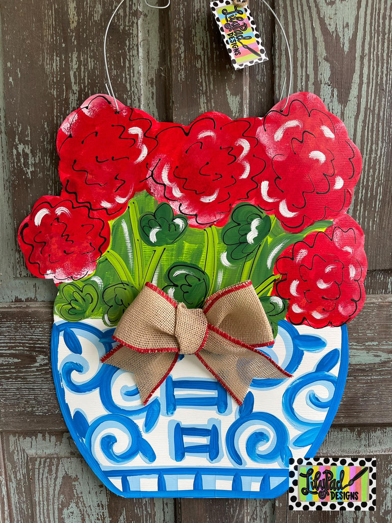 Red geranium - Door Hanger