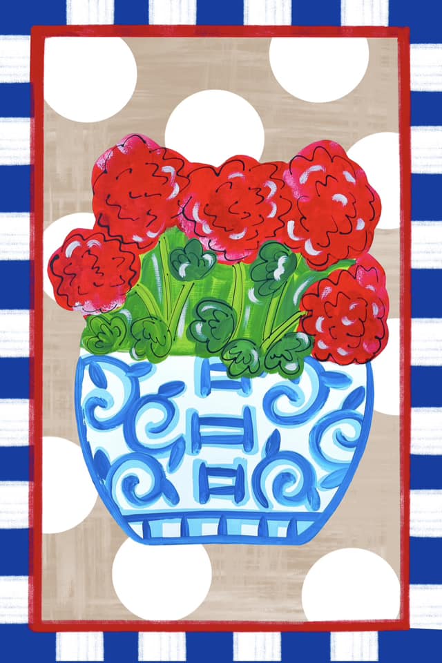 Red geranium - Garden Flag