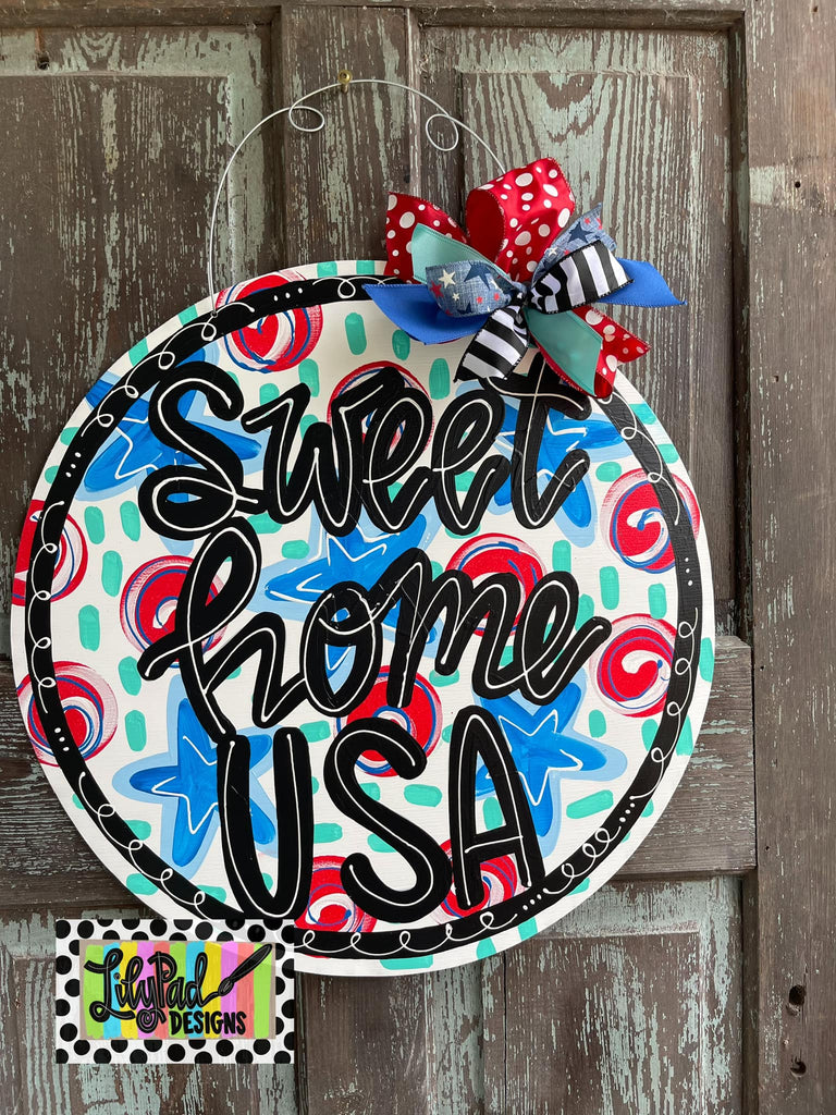 Sweet home USA circle - Door Hanger