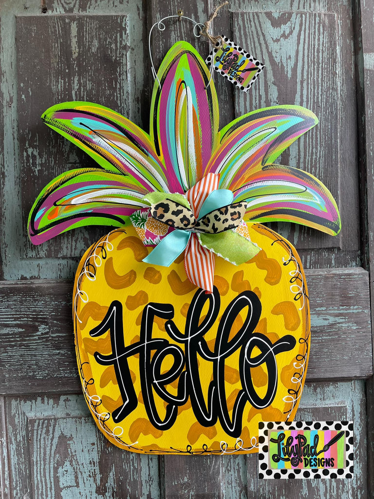 Yellow leopard pineapple - Door Hanger