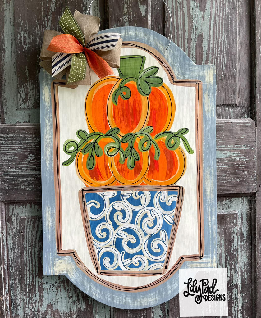 Framed double pumpkin - Door Hanger