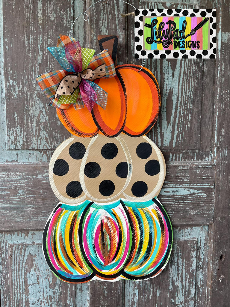 Fun pumpkin stack - Door Hanger