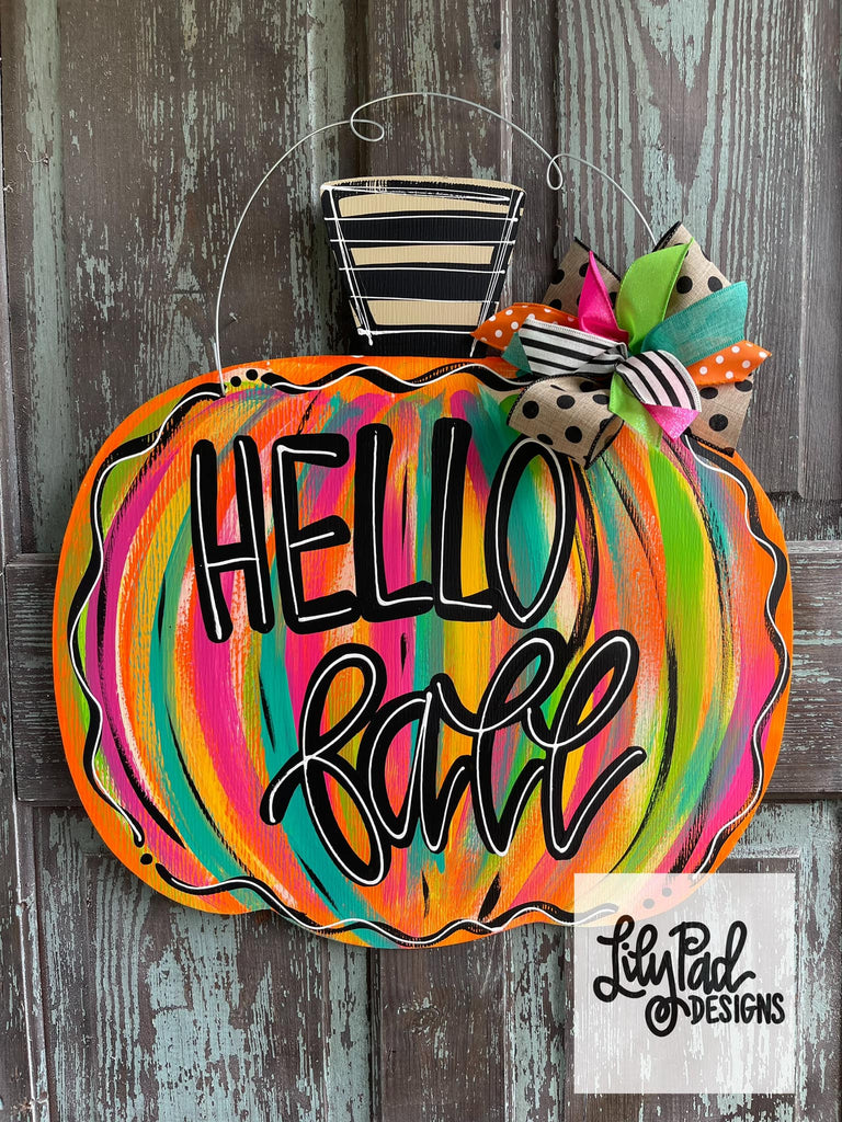 Hello Fall Pumpkin - Door Hanger