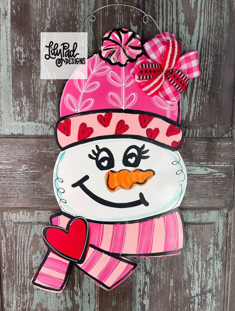 Valentine snowman - Door Hanger