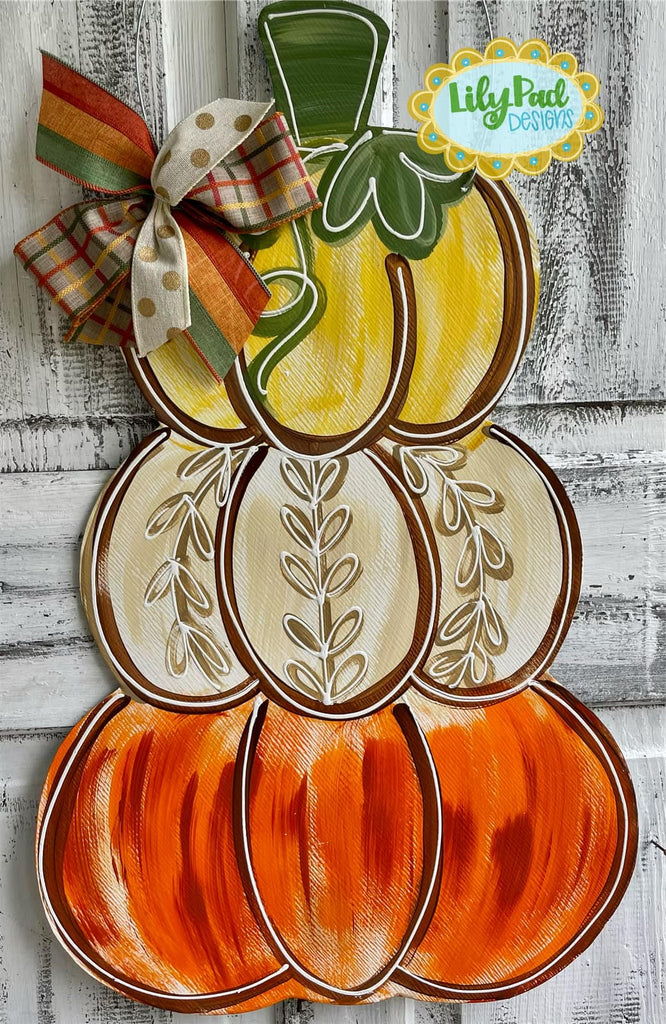 Stacked Fall Pumpkins - Door Hanger