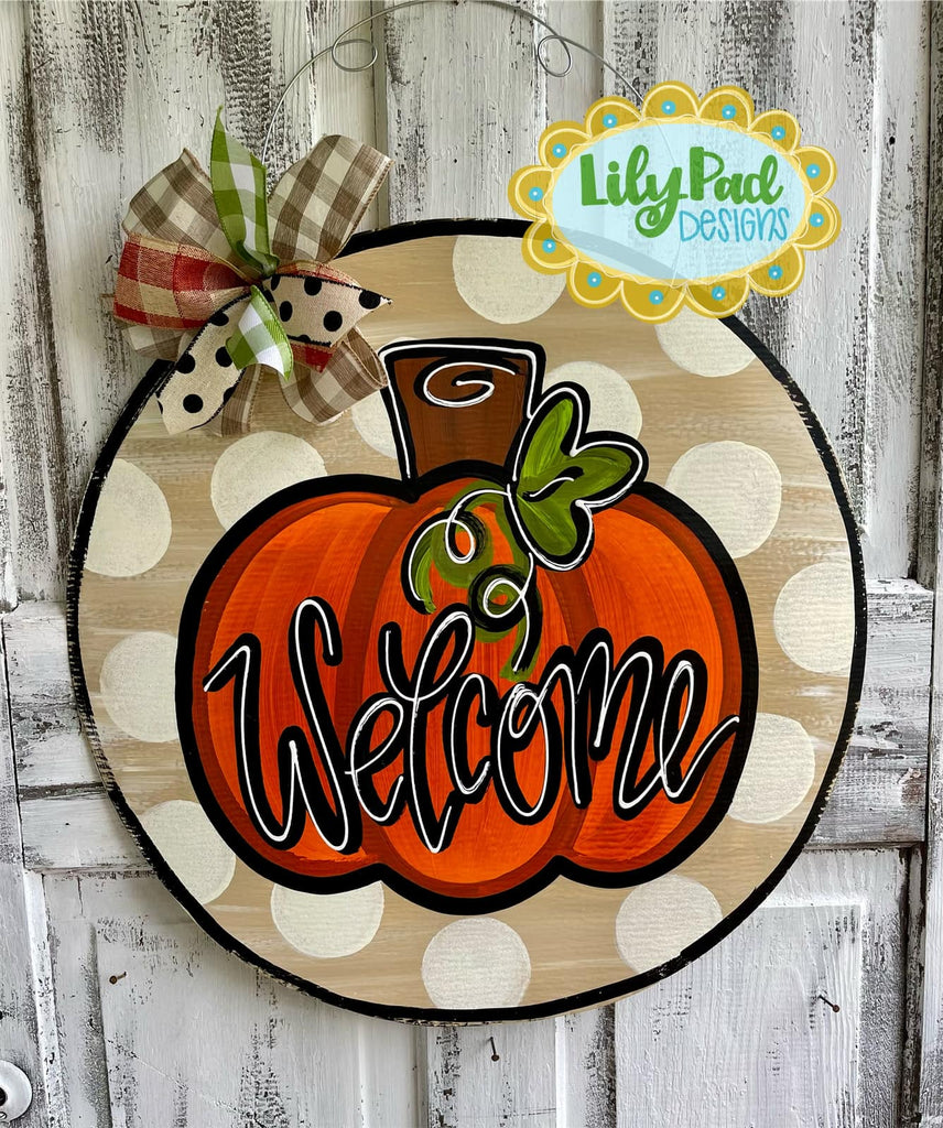 Traditional pumpkin round - Door Hanger